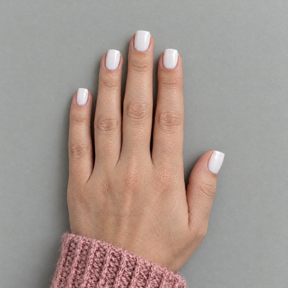 Clean Slate (Extra-Short) press-on nails in an overhead flat lay matching the original model and sleeve
