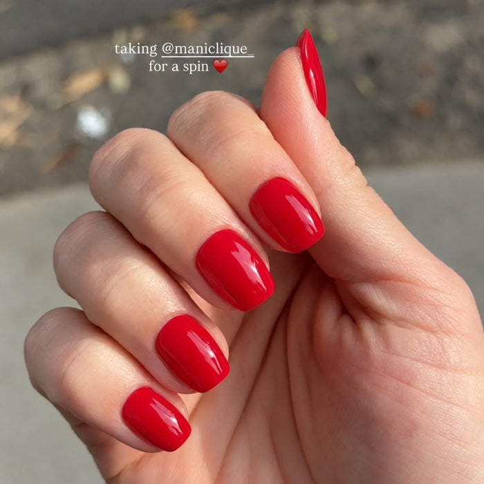 Red manicure close-up
